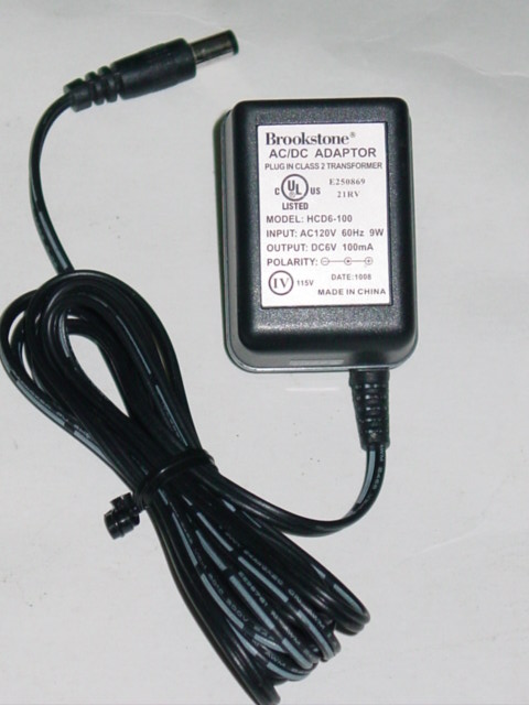 NEW Brookstone HCD6-100 AC Adapter 6V 100mA